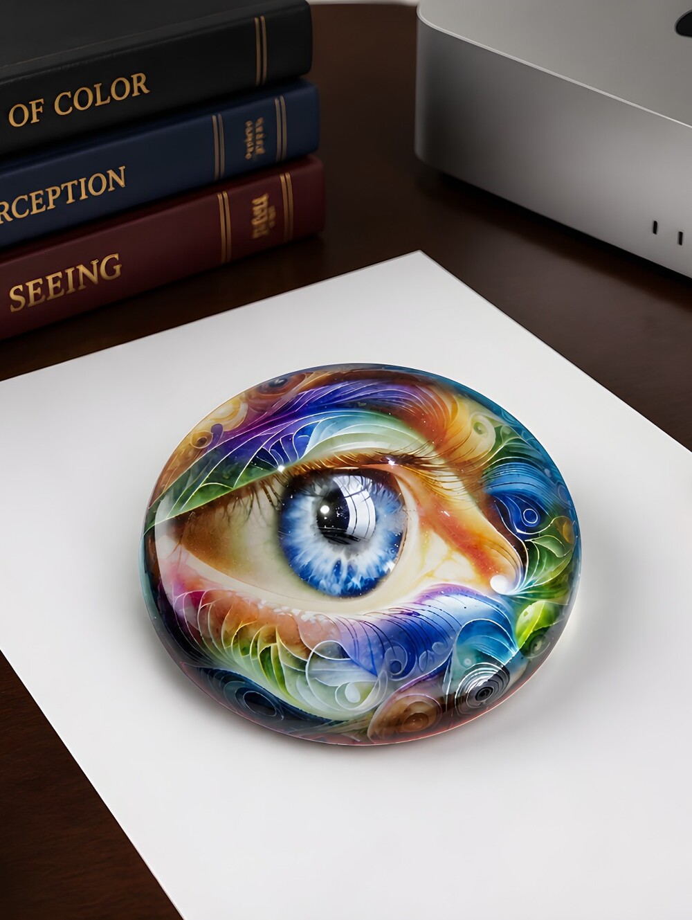 NWOT modern digital art image glass dome paperweight